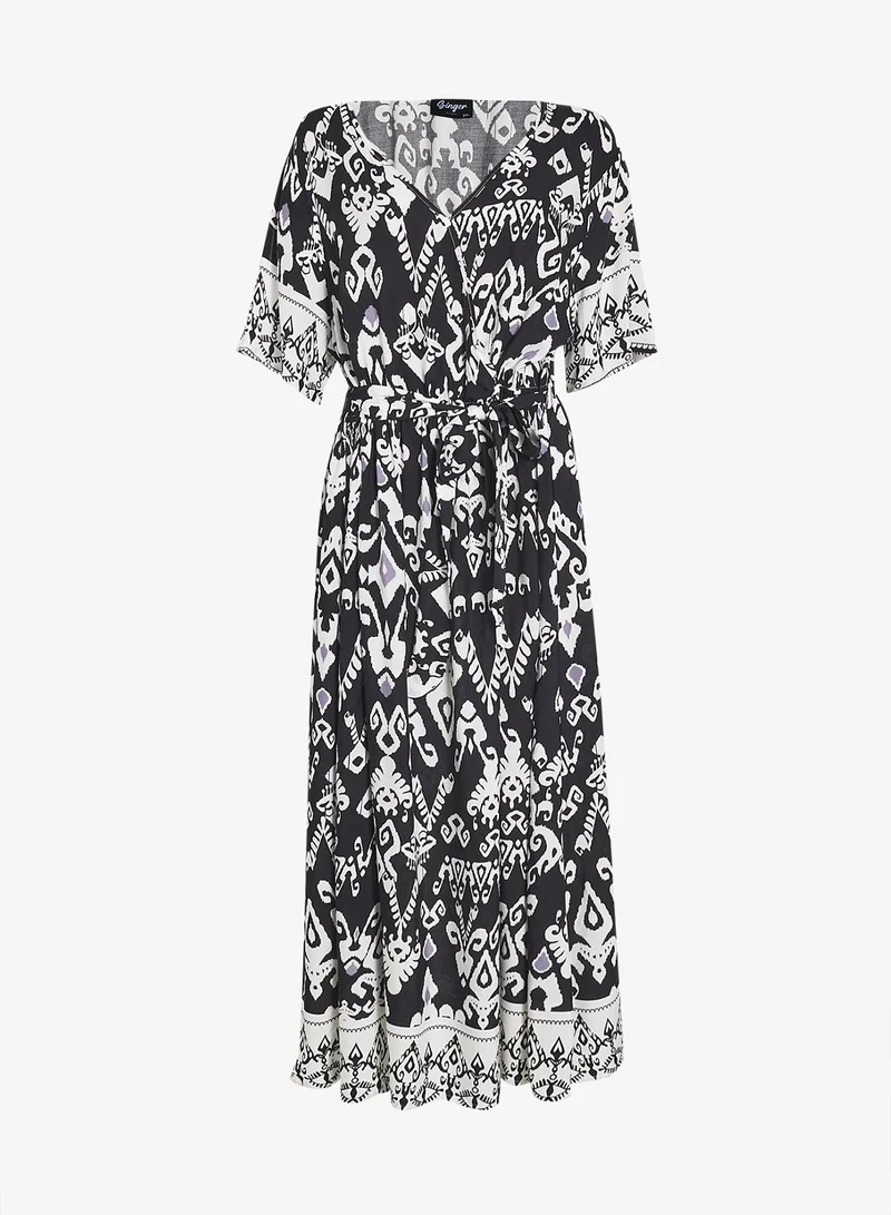 Ginger Plus Abstract Print Maxi Dress