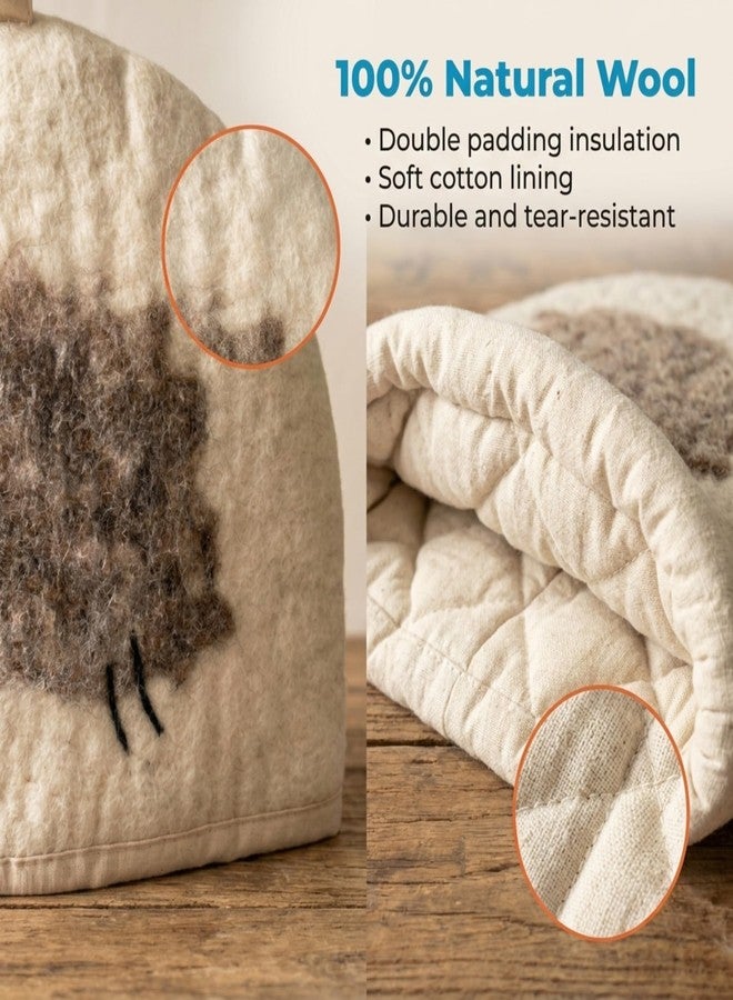Glaciart One Wool Teapot Cozy Kettle Cover | Dome Shaped Large Tea Cosy, Kettle or French Press | Handmade & Needle Felted from Natural Wool | Warms Up to 2 Hours | Great as Gift - Image 4