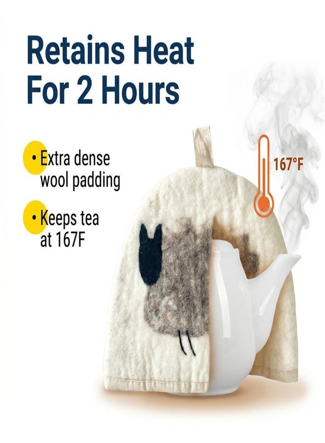 Glaciart One Wool Teapot Cozy Kettle Cover | Dome Shaped Large Tea Cosy, Kettle or French Press | Handmade & Needle Felted from Natural Wool | Warms Up to 2 Hours | Great as Gift - Image 2