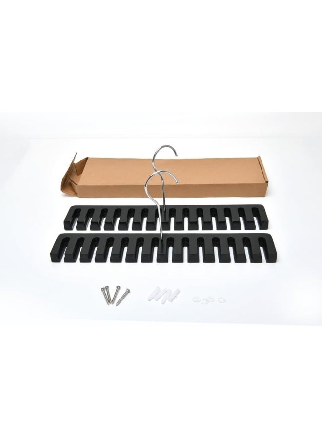 HOUSE DAY Pack of 2 Belt Hanger Wooden Belt Organizer Belt Rack Organizer Belt Rack Holder for Closet Storing Belts Tie for Men or Women, Belt Holder, Belt Storage, Tie Rack, Tie Hanger (Black) - Image 4