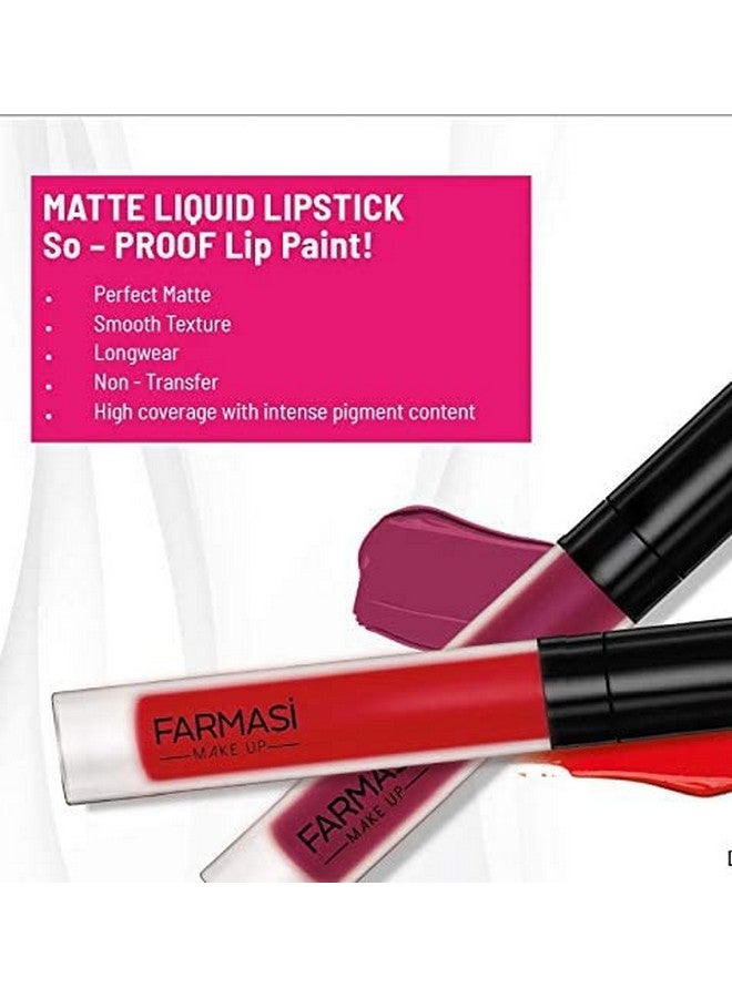 FARMASI Make Up Matte Liquid Lipstick Long Lasting And Waterproof Liquid Lipstick Lightweight And High Impact 0.14 Fl.Oz (Red Love) - Image 3