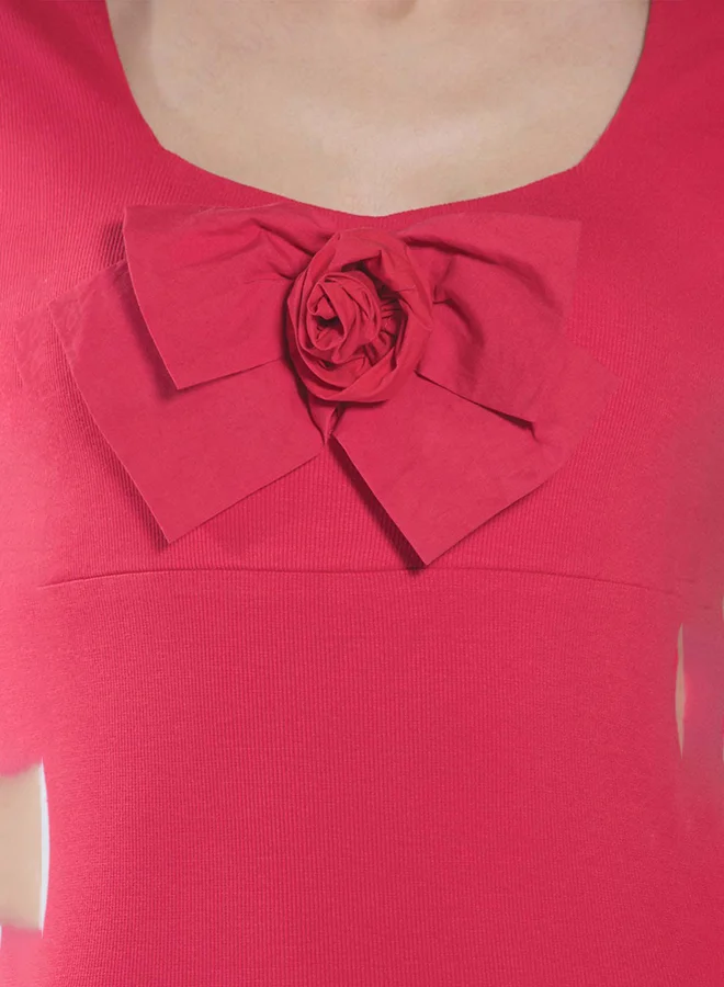 Virgio  VIRGIO 100% Viscose Rose-Bow Bodycon Mini Dress for Women | Best Price UAE