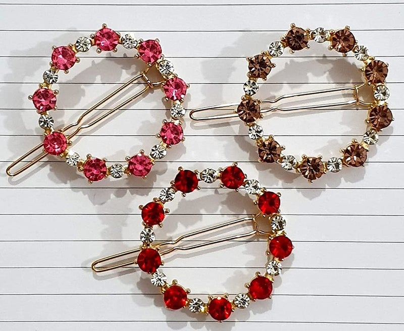 BellaStella 3 Pcs Latest Korean Fashion Style Rhinestone Lock Pin Crsytal Hair Clip Hair Pin Hair Accessories for Women & Girls - Image 5