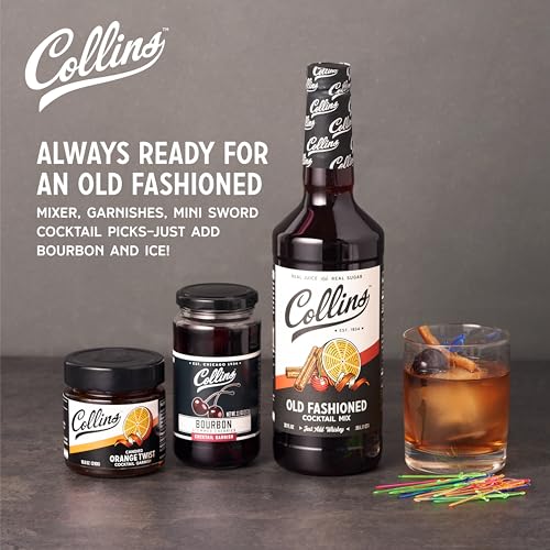 Collins Chicago Collins Old Fashioned Kit, Whiskey Cocktail Mix, Orange Garnish, Bourbon Cherries, Drink Picks, Home Bar Accessories, Home Bar Kit, bartender Mixer, Drinking Gifts, Mixology Cocktail kit, Set of 4 - Image 2