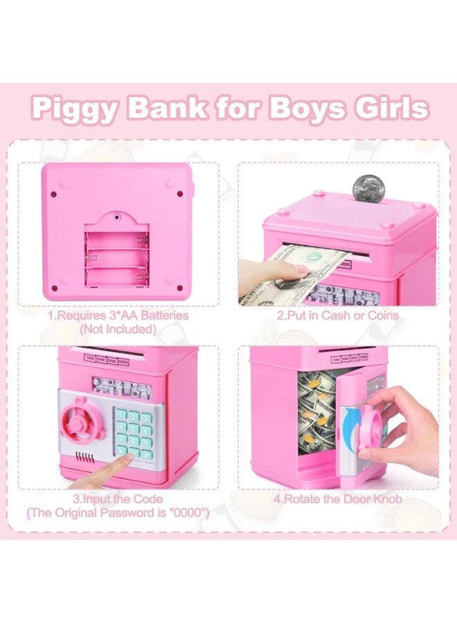 Queens Piggy Bank for Girls & Boys, 4-11 Years - Electronic ATM Money Bank for Kids & Adults, Safe Coin Bank Toy, Pink - Perfect gift for EID - Image 2