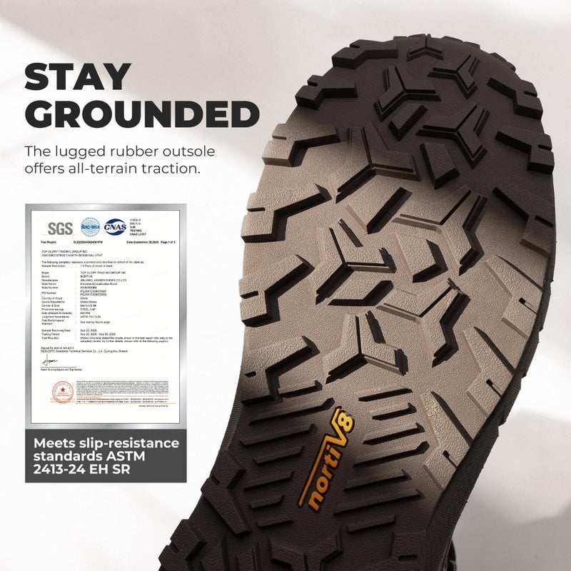 NORTIV 8 Composite Toe Boots for Men ASTM F2413-24 Safety Work Boots Lightweight Anti-Fatigue Non-Slip with Zipper for Warehouse Construction, Terrascope-nano,Size 10,Dark Brown,SNIB26008M - Image 5