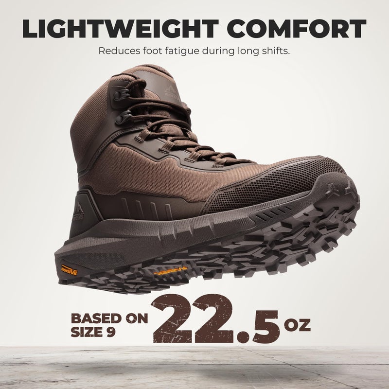 NORTIV 8 Composite Toe Boots for Men ASTM F2413-24 Safety Work Boots Lightweight Anti-Fatigue Non-Slip with Zipper for Warehouse Construction, Terrascope-nano,Size 10,Dark Brown,SNIB26008M - Image 3