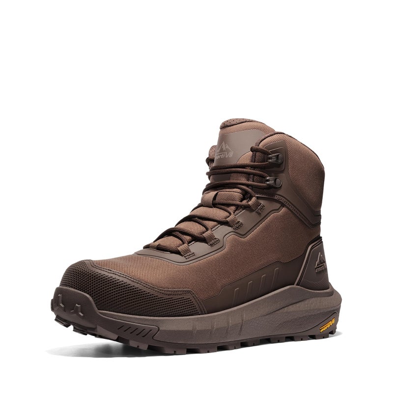 NORTIV 8 Composite Toe Boots for Men ASTM F2413-24 Safety Work Boots Lightweight Anti-Fatigue Non-Slip with Zipper for Warehouse Construction, Terrascope-nano,Size 10,Dark Brown,SNIB26008M - Image 1