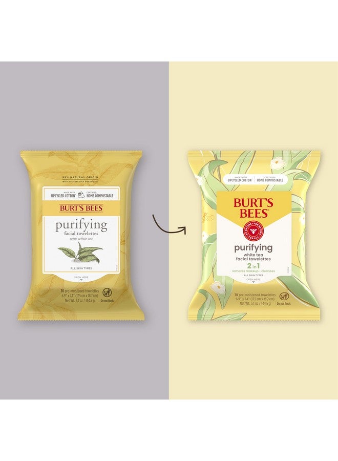 بيرتس بيز هدايا عيد الميلاد من بيرتس بيز، مناديل وجه بالشاي الأبيض، للبشرة الحساسة، مزيلة للمكياج ومنظفة للوجه، ٣٠ قطعة (عبوة من ٣ قطع) - Image 2
