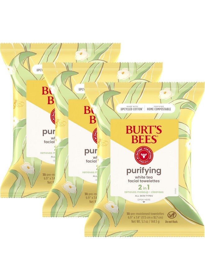 بيرتس بيز هدايا عيد الميلاد من بيرتس بيز، مناديل وجه بالشاي الأبيض، للبشرة الحساسة، مزيلة للمكياج ومنظفة للوجه، ٣٠ قطعة (عبوة من ٣ قطع) - Image 1