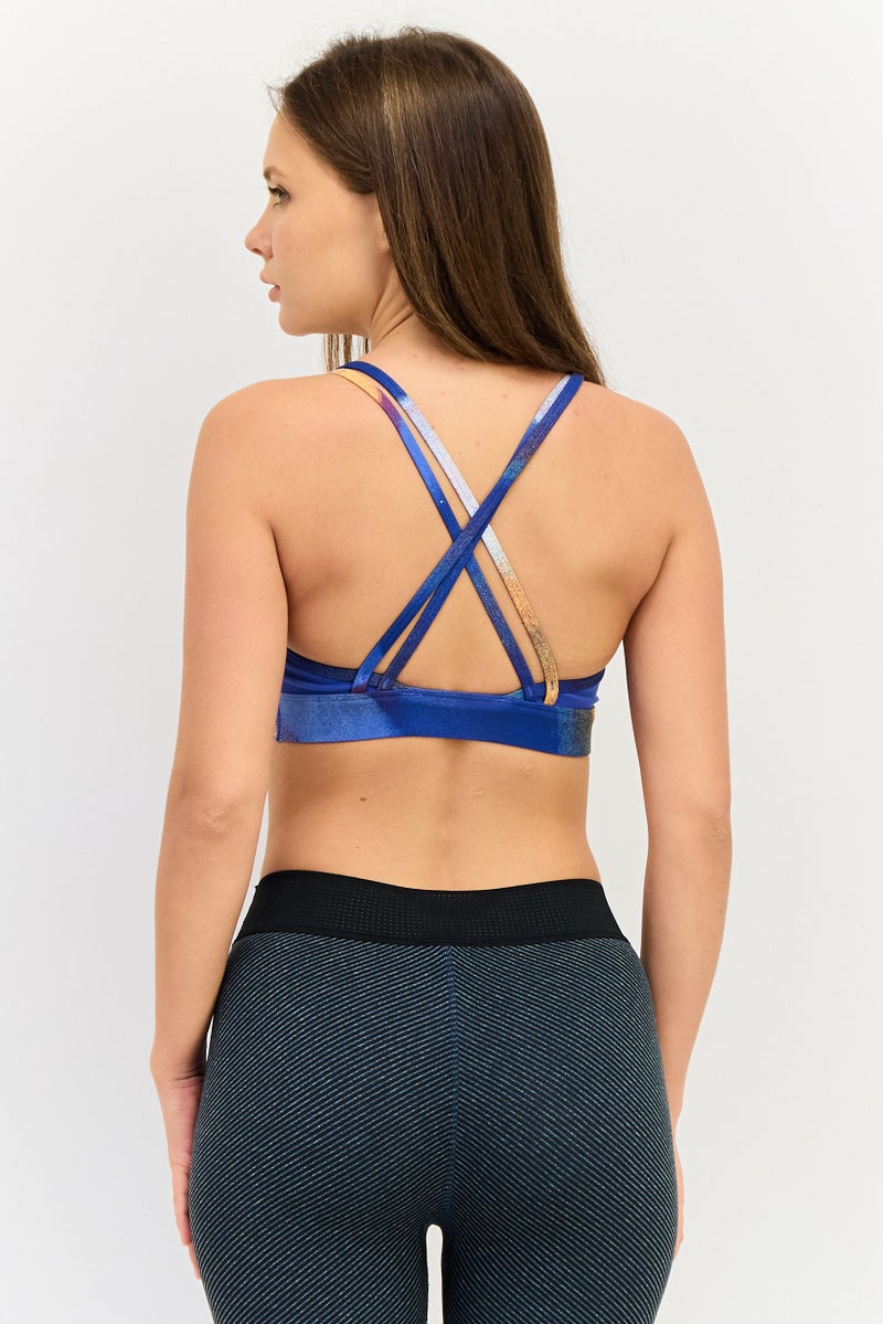 Reebok حمالة صدر رياضية مبطنة بشعار العلامة التجارية للنساء، متعددة الألوان - Image 2