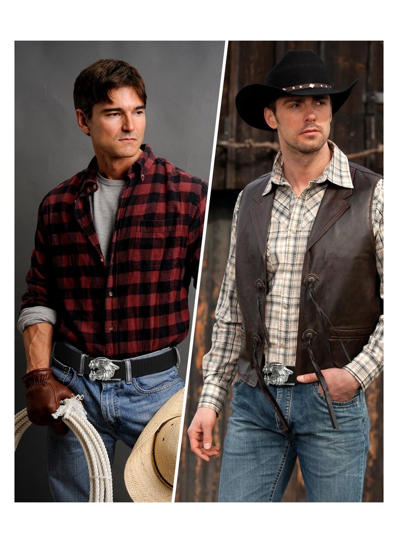 KASTWAVE Ratchet Belts for Men, Casual Web Stretch Nylon Belt, Men's Adjustable Belt with Classic Animal Automatic Slide Buckles, Tactical Belt for Jeans Pants, Quick Release - Image 2