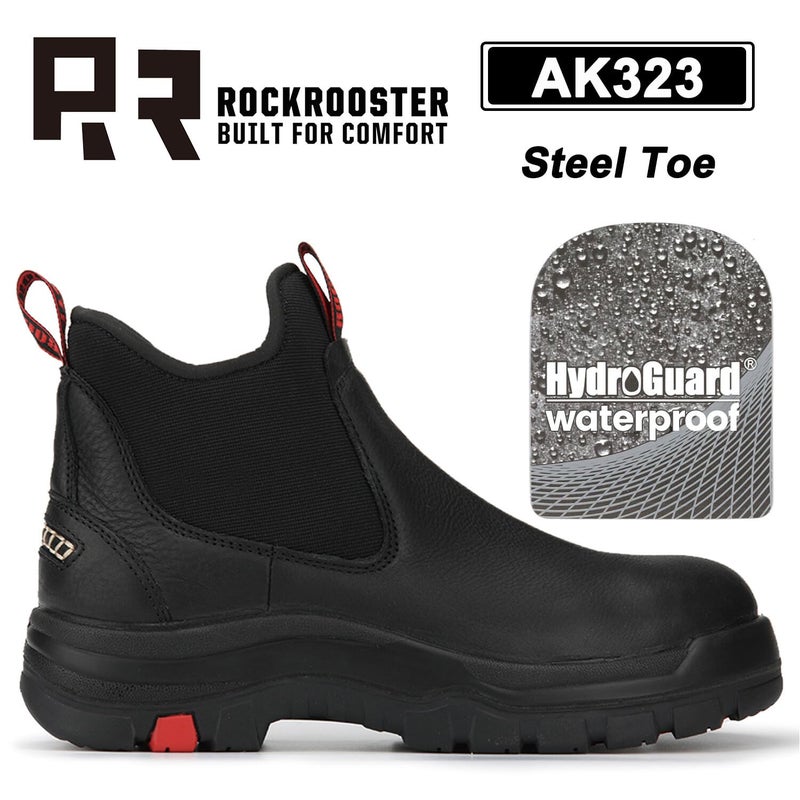 ROCKROOSTER Bakken Men's Black 6 inch Chelsea Boots, EH Rated Waterproof Slip-on Work Boots AK323-Steel Toe-06 - Image 3