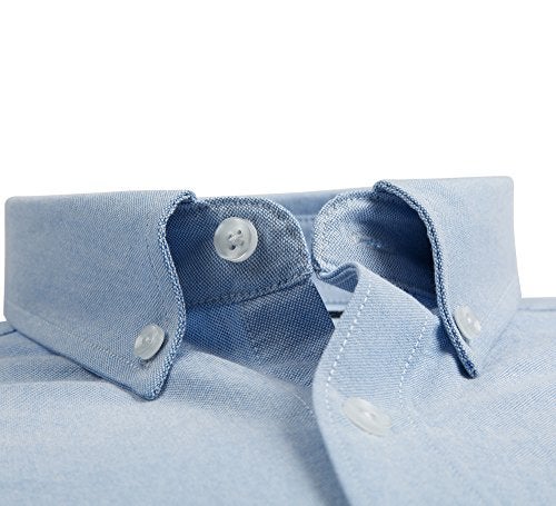 Double Pump Mens Button Down Shirts Cotton Long Sleeve Shirts Regular Fit (SL11A,XL) Blue - Image 2