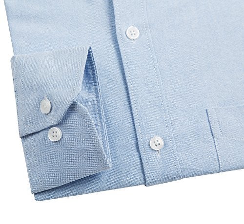 Double Pump Mens Button Down Shirts Cotton Long Sleeve Shirts Regular Fit (SL11A,XL) Blue - Image 3