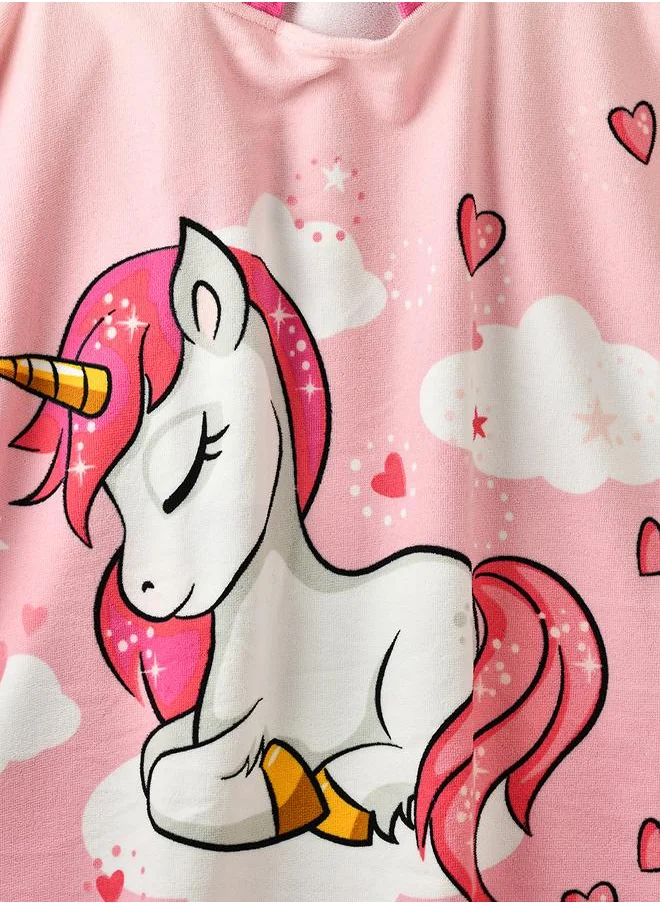 بيبي كلو Adorable Unicorn Hooded Kids Towel in Pink