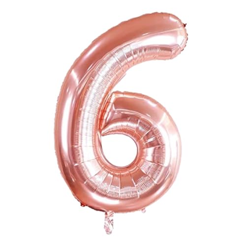 Flavouredlove 32 Inches Rose Gold Number Six Air or Helium Balloon Party Decoration Pack of 1 | 6 number Balloons Birthday/Anniversary (ROSE GOLD 6) - Image 1