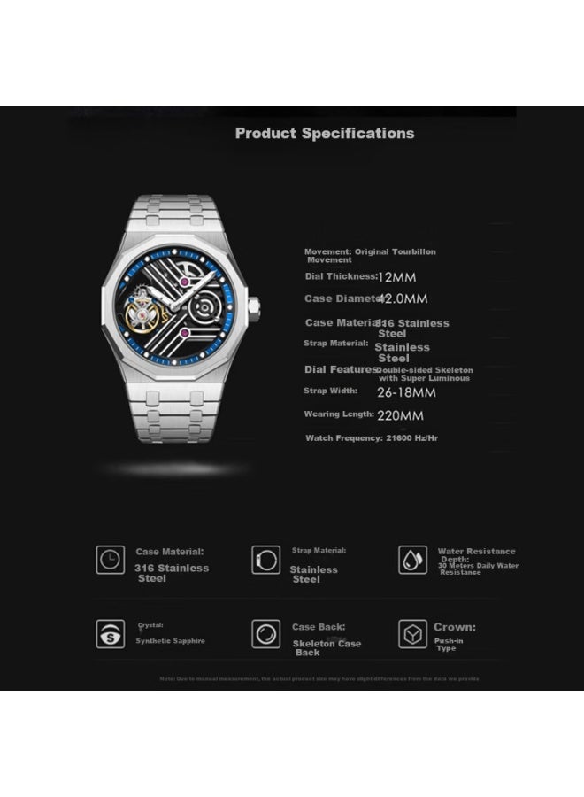 Aesop Tourbillon Skeleton Mechanical Men's Watch Steel Strap Luminous Diamond Waterproof Top Ten National Trend Brand Gift For Husband - Image 5
