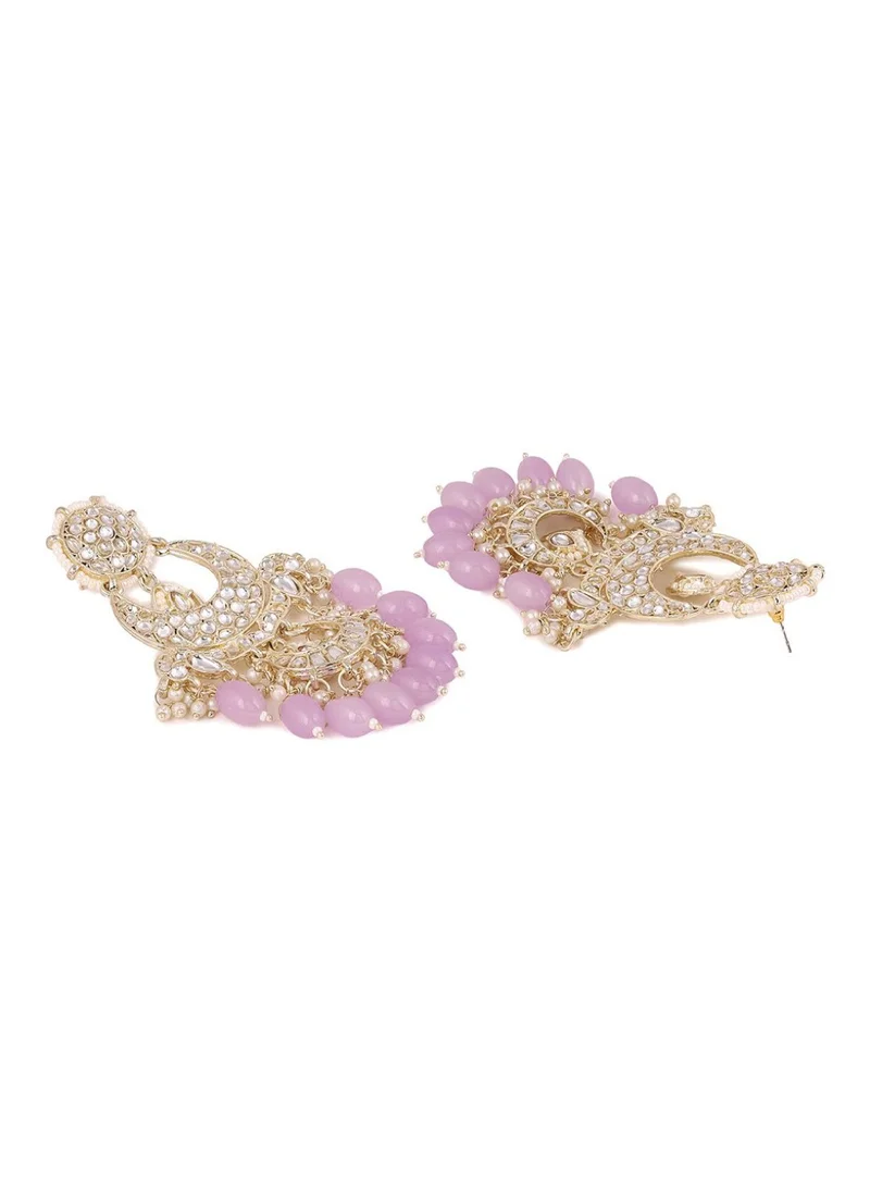 Priyaasi Kundan Stone Studded  Pearls Beaded Chandbalis