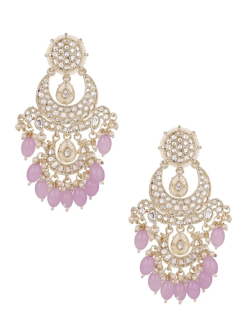 Priyaasi Kundan Stone Studded  Pearls Beaded Chandbalis