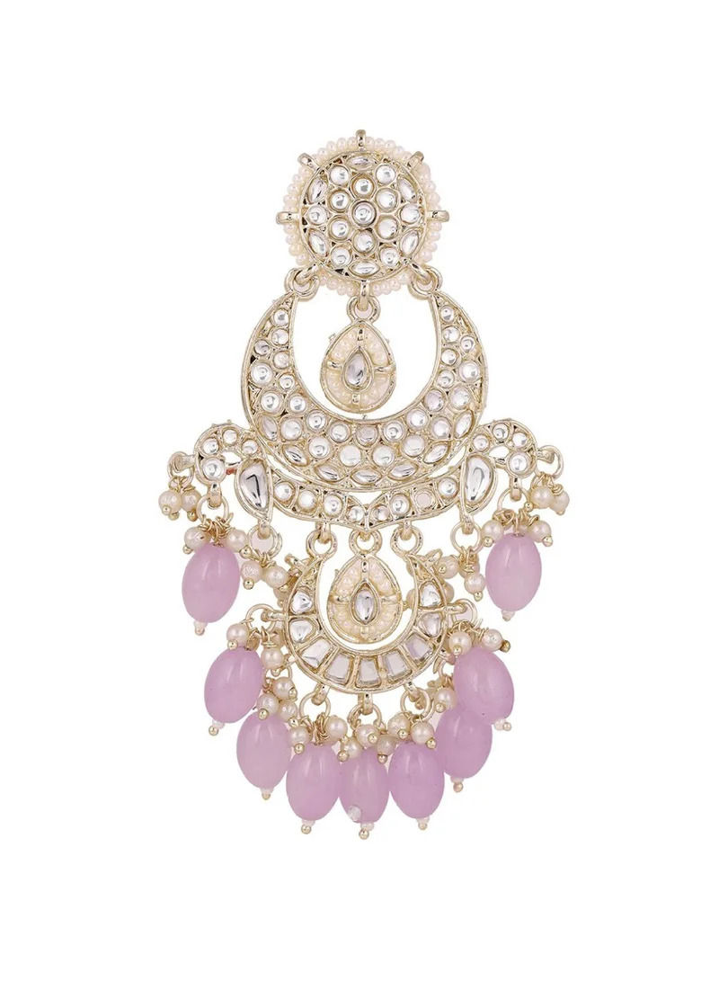 Priyaasi Kundan Stone Studded  Pearls Beaded Chandbalis
