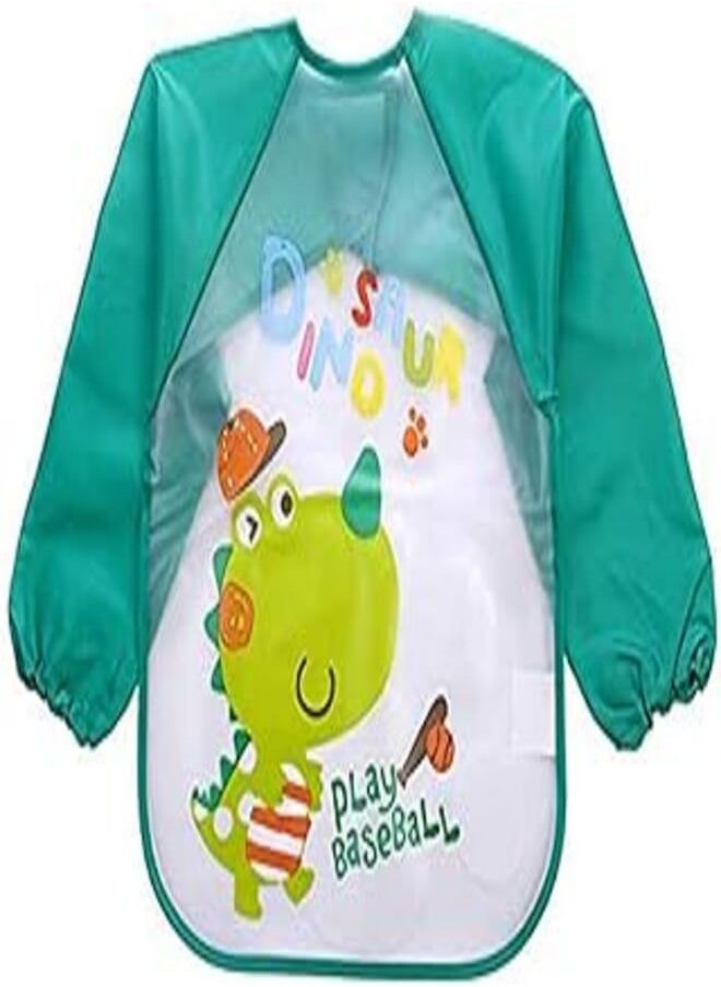 Generic - DOMENICO Waterproof Colorful Children Bib Cute Cartoon Animals Baby Bibs Full Sleeve Children Apron Long Sleeve Feeding Bibs, Pack of 1 - Image 1
