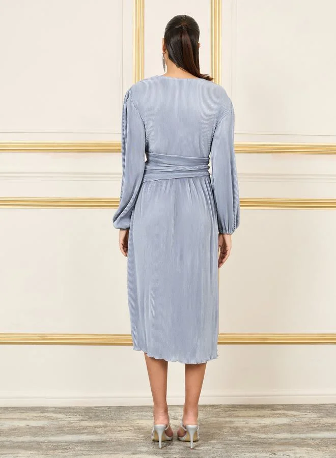 Styli Pleated Longsleeve Dress