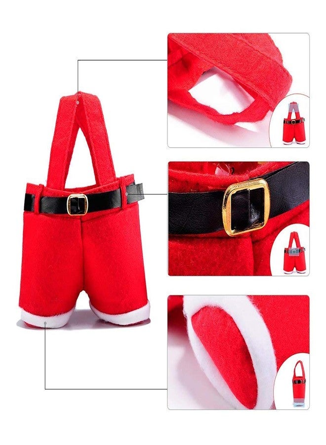MSQ 6PCS Christmas Decorations Gift Bags Candy Bags Santa Pants Style Lovely Treat Bags for Wedding Holiday New Year Holiday - Image 2