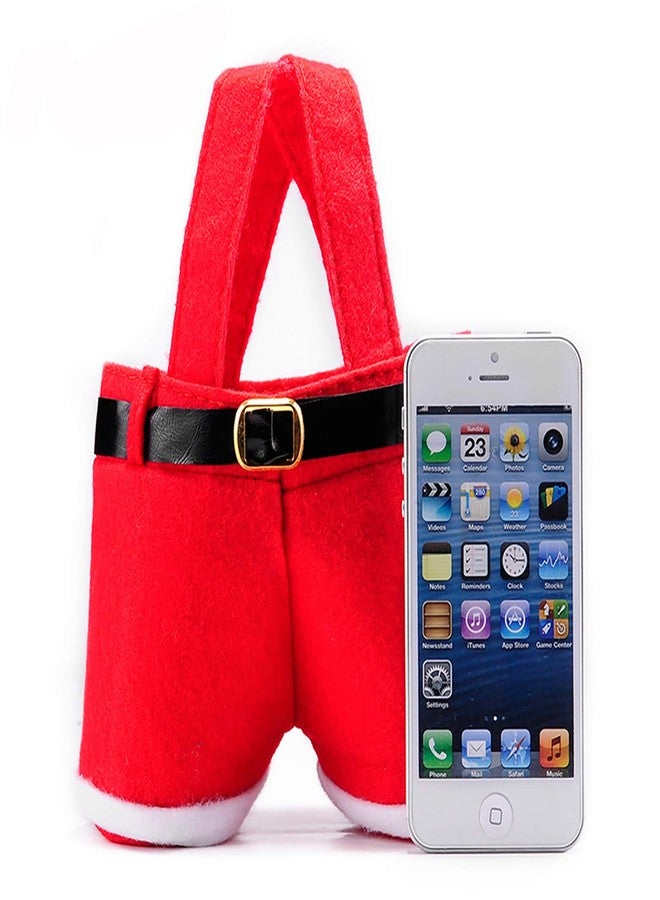MSQ 6PCS Christmas Decorations Gift Bags Candy Bags Santa Pants Style Lovely Treat Bags for Wedding Holiday New Year Holiday - Image 3