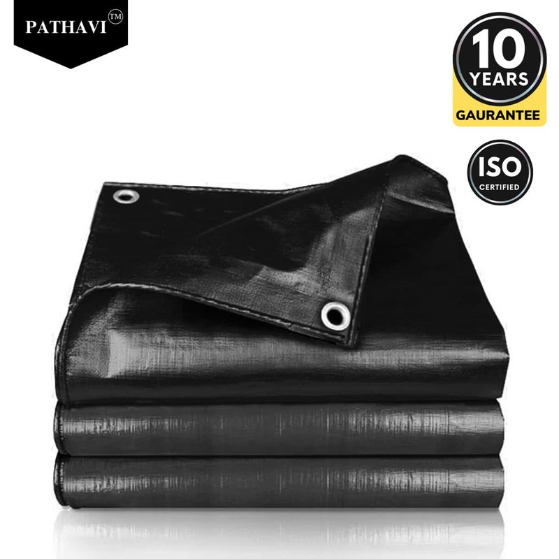 Pathavi Tarpaulin 18FT X 15FT 120 GSM Tharpai Tadpatri Thadika Tirpal Extra Strong Reinforced Eyelets UV Resistant 100 Waterproof Virgin Color Black Pack of 1 - Image 2