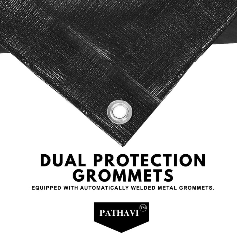 Pathavi Tarpaulin 18FT X 15FT 120 GSM Tharpai Tadpatri Thadika Tirpal Extra Strong Reinforced Eyelets UV Resistant 100 Waterproof Virgin Color Black Pack of 1 - Image 4