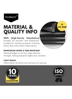 Pathavi Pathavi Tarpaulin 18FT X 15FT 120 GSM Tharpai Tadpatri Thadika Tirpal Extra Strong Reinforced Eyelets UV Resistant 100 Waterproof Virgin Color Black Pack of 1  - Image 3