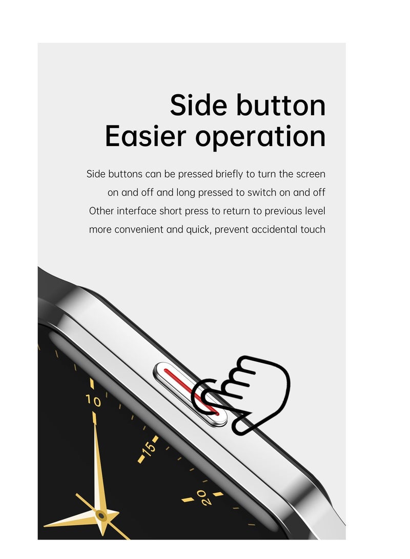 AROAQ H60 Smart Watch Bluetooth Calling Body Temperature Heart Rate Smartwatch IP67 Waterproof Sports Fitness Tracker Watches For Men And Women With light Pink Silicone Strap - Image 4