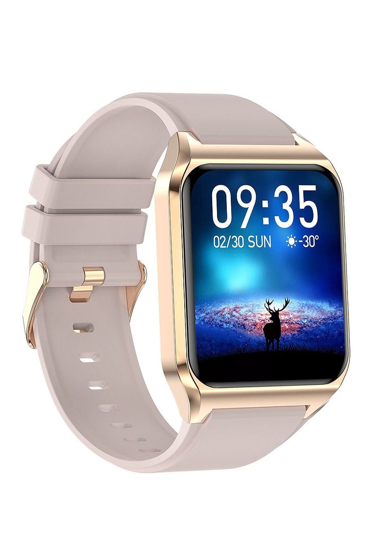 AROAQ H60 Smart Watch Bluetooth Calling Body Temperature Heart Rate Smartwatch IP67 Waterproof Sports Fitness Tracker Watches For Men And Women With light Pink Silicone Strap - Image 3