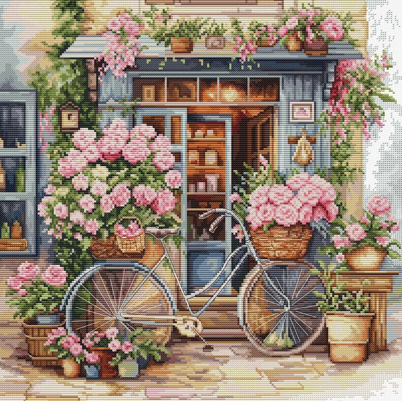 LucaS Cross Stitch Kit Flowers Shop BU5044 Counted Cross Stitch Kit for Adults Needlecraft and Embroidery Kit