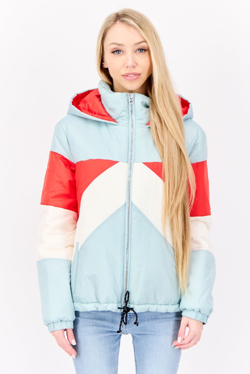 Juicy by Juicy Couture Women Colorblock Puffer Jacket, Multicolor  - Image 1