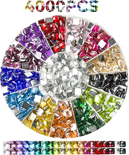 Forever young Rhinestones Diamond Painting Beads Diamond Bead Art Diamond Painting Drills Diamond Painting Accessories Diamond Art Accessories and Tools Rhinestones for Makeup 20 Colors Square Bead 4000PCS - Image 1