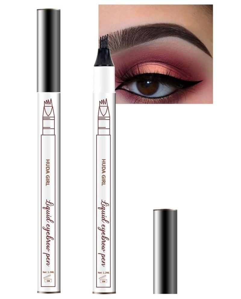 GOLD MAX Waterproof Eyebrow Pen Smudgeproof LongLasting Fine Sketch Microblading Pencil 01 BLACK - Image 1