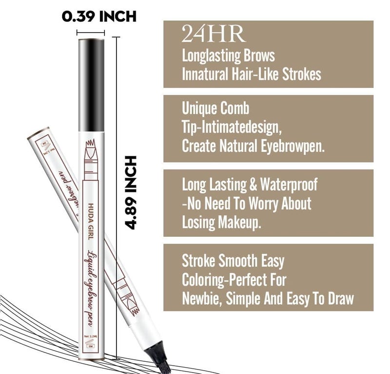 GOLD MAX Waterproof Eyebrow Pen Smudgeproof LongLasting Fine Sketch Microblading Pencil 01 BLACK - Image 3