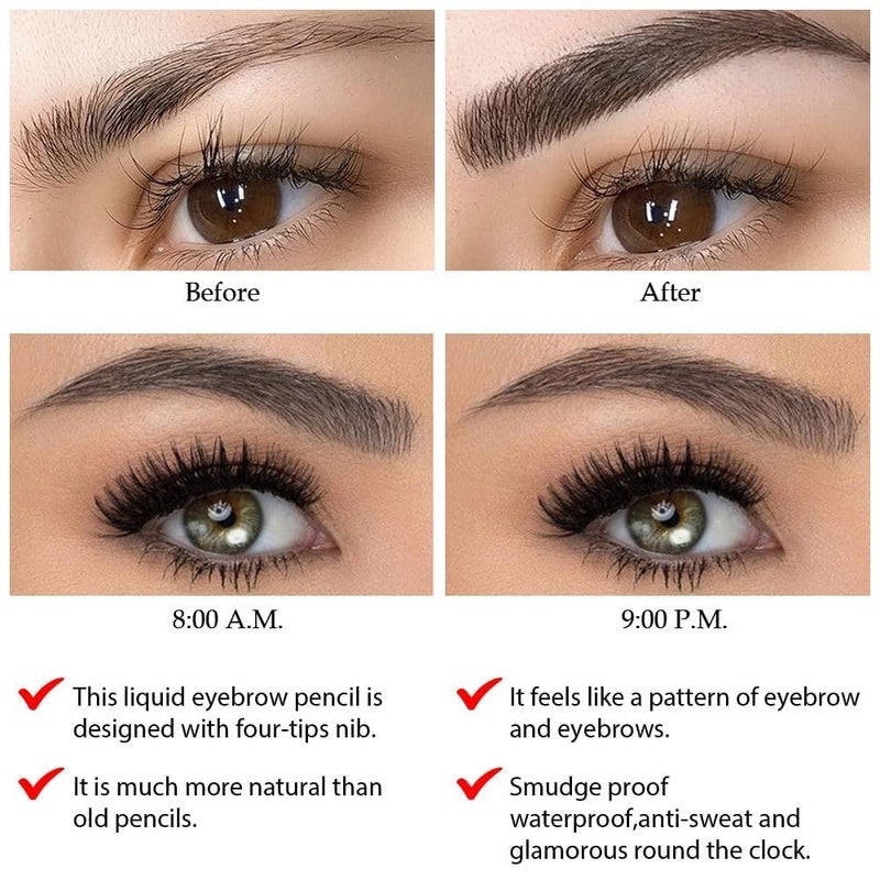 GOLD MAX Waterproof Eyebrow Pen Smudgeproof LongLasting Fine Sketch Microblading Pencil 01 BLACK - Image 5