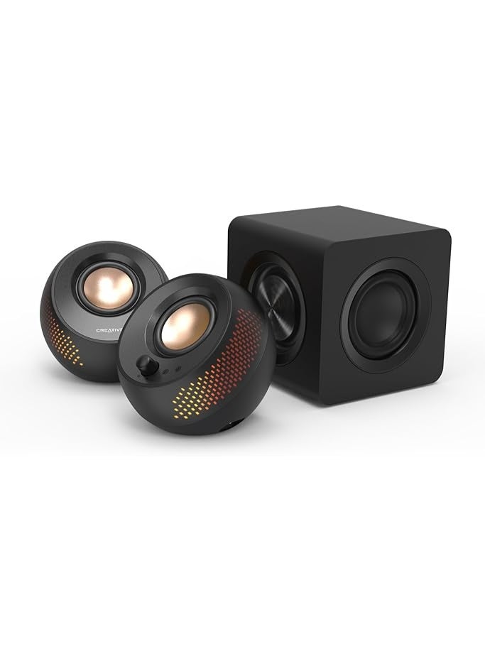 Creative Pebble X Plus 2.1 USB-C Computer Speakers with Subwoofer and Customizable RGB Lighting, Bluetooth 5.3, USB Audio, Up to 15W RMS Power for PC and Mac