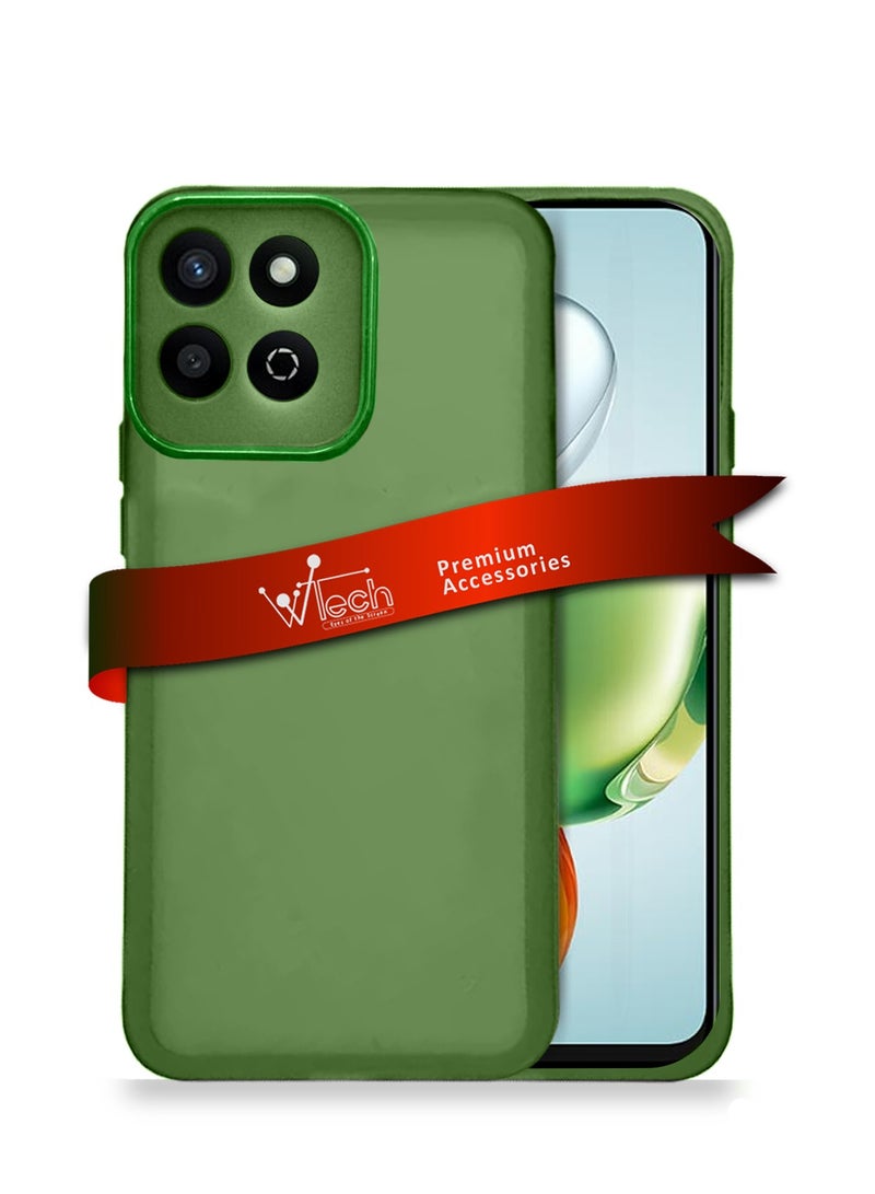 Wtech Honor X7c 4G 2024 Soft Transparent TPU Silicone Ultra Thin Phone Stylish Electroplated Camera Border Back Case Cover - Olive - Image 1