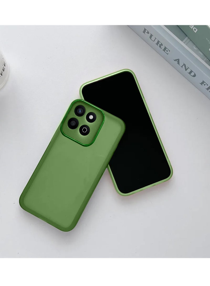 Wtech Honor X7c 4G 2024 Soft Transparent TPU Silicone Ultra Thin Phone Stylish Electroplated Camera Border Back Case Cover - Olive - Image 2