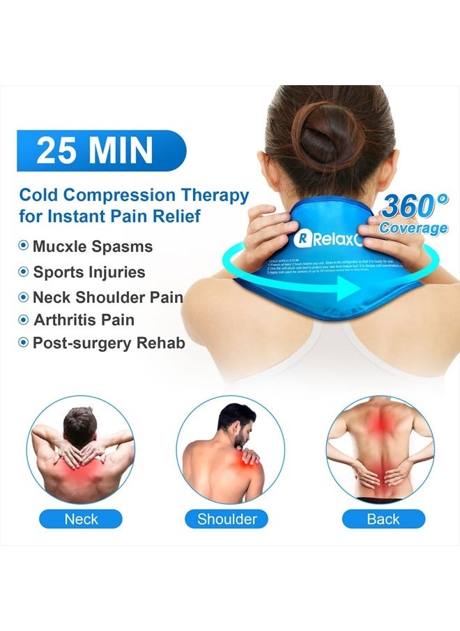 RelaxCoo - Neck Ice Pack Wrap, Reusable Gel Ice Pack for Neck Shoulders, Cold Compress Therapy for Pain Relief, Injuries, Swelling, Bruises, Sprains, Inflammation and Cervical Surgery Recovery - Image 1