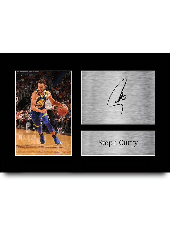 EMODA Stephen Steph Curry Gift Signed A4 Printed Autograph Golden State Warriors Gifts Photo Display 21 x 29.7 cm - Image 1