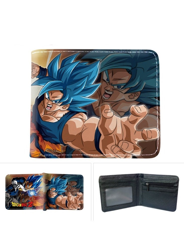 KUYING Anime Dragon Ball Short PU Leather Folding Wallet Large Capacity Storage Card Bag 