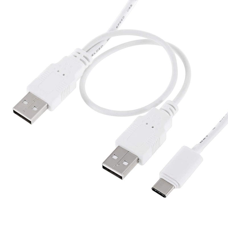 تشينيانغ كابل CY USB 3.1 Type C USB-C إلى ذكر مزدوج A مع طاقة إضافية لنقل البيانات للهاتف المحمول والقرص الصلب 60 سم أبيض - Image 2