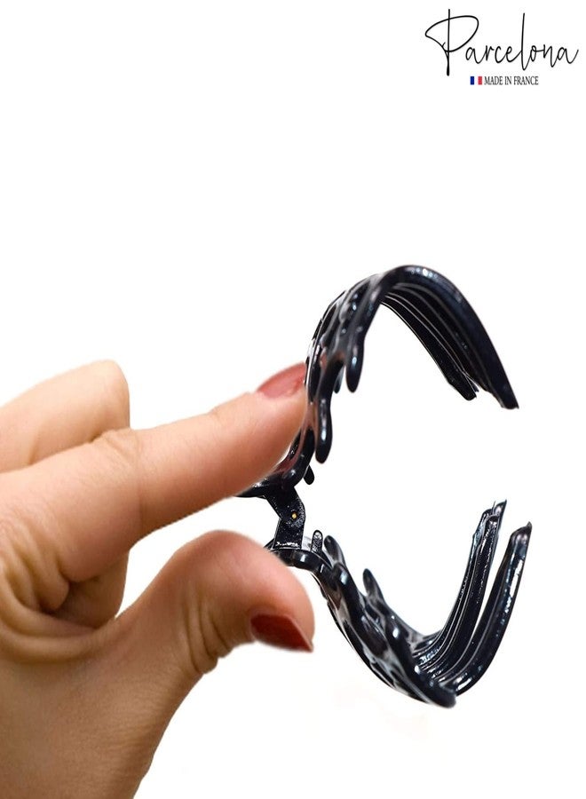 Parcelona French Beau Celluloid Acetate No Slip Sturdy Jaw Hair Claw Clips for Women and Girls (Black 3 1/2") - Image 5