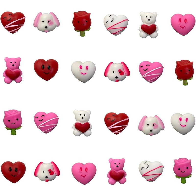 QINGQIU 24 PCS Valentines Day Mochi Squishy Toys Squishies for Kids School Class Classroom Valentines Day Cards Gifts Prizes Party Favors - Image 1