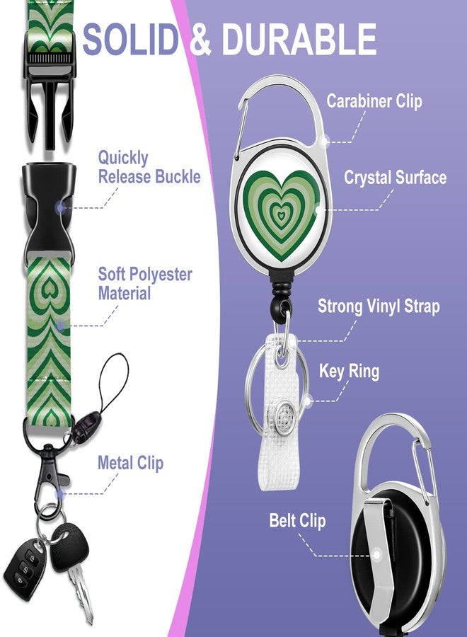 Toykee ID Badge Holder with Lanyard and Retractable Badge Reel Clip, Love Heart Coffee Latte Card Name Tag Lanyard Vertical ID Protector Bage Clips for Nurse Nursing Doctor Teacher Student(Green) - Image 4